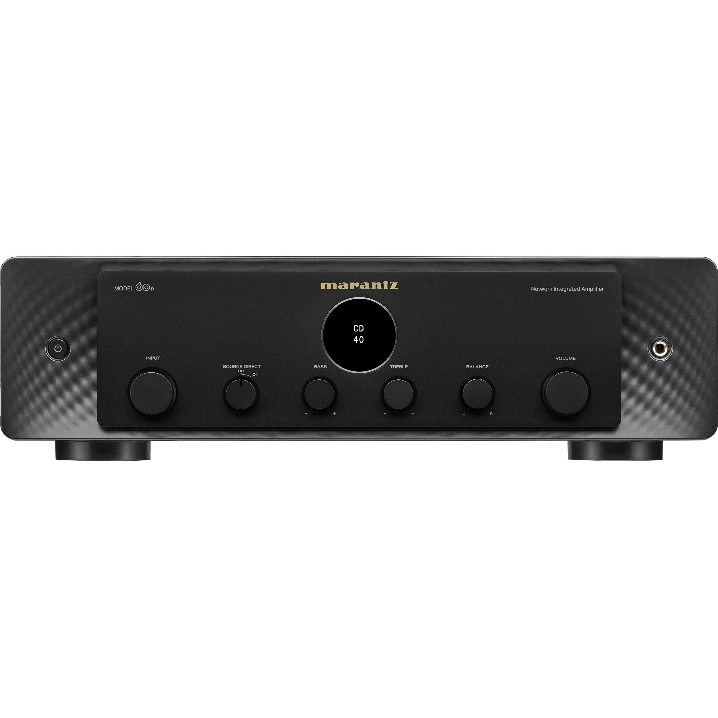 Marantz MODEL 60n stereo amplifier with sleek design and control knobs, showcasing high-quality audio equipment.