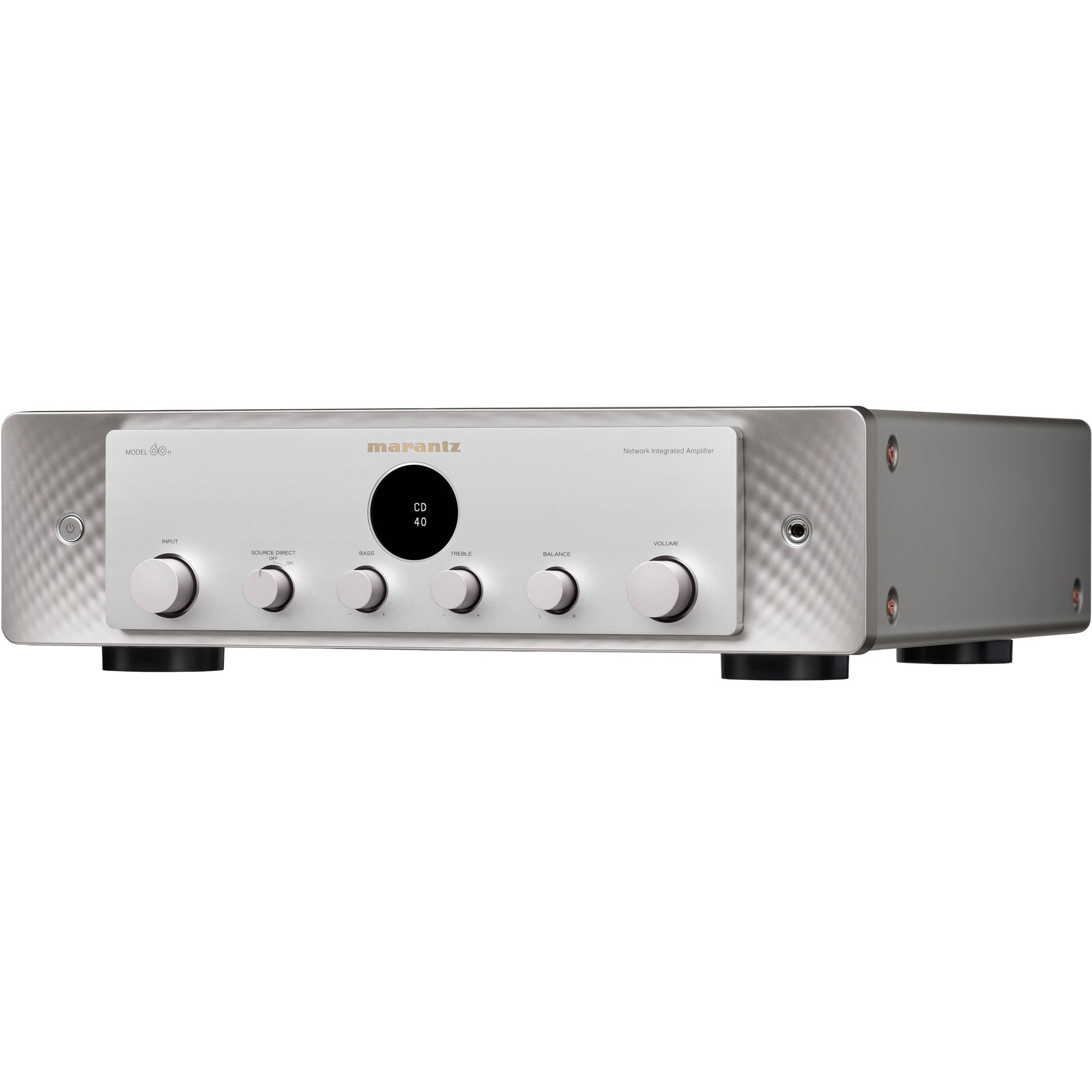 Marantz MODEL 60n stereo amplifier with sleek design and control knobs, showcasing high-quality audio equipment.