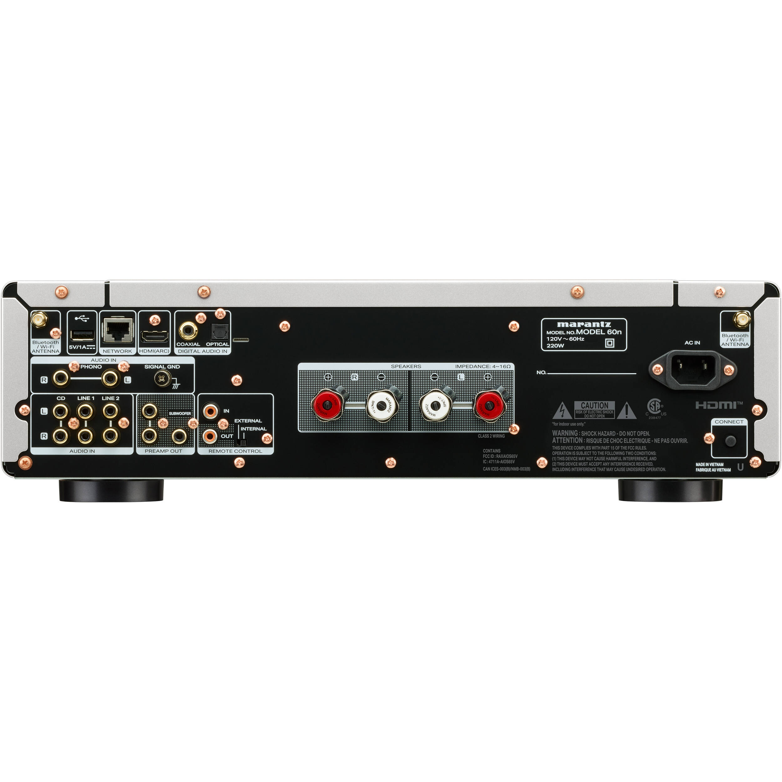 Marantz MODEL 60n stereo amplifier with sleek design and control knobs, showcasing high-quality audio equipment.