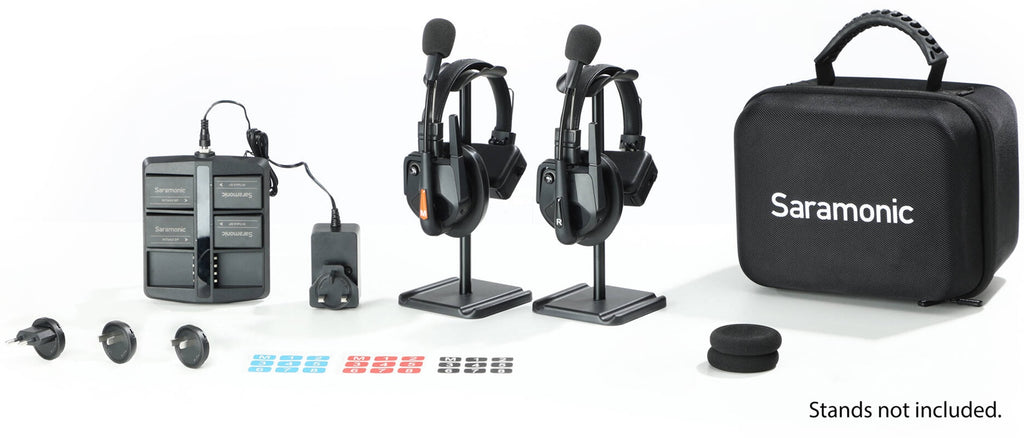 Saramonic WiTalk9 WT2S two-person wireless video microphone system with compact receivers and transmitters for professional audio.