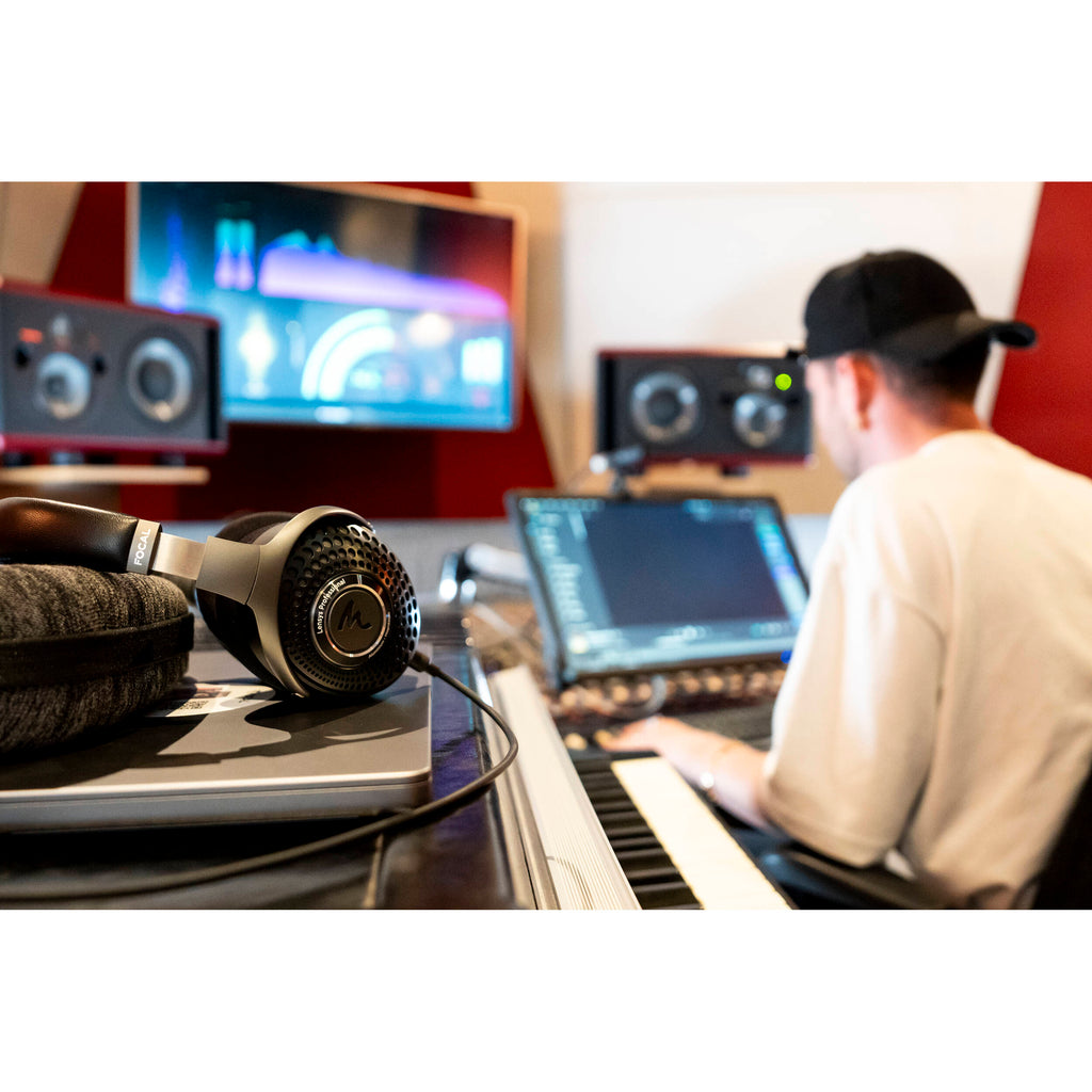 Focal Lensys Professional studio headphones with over-ear design and adjustable headband, black color, for accurate audio monitoring.