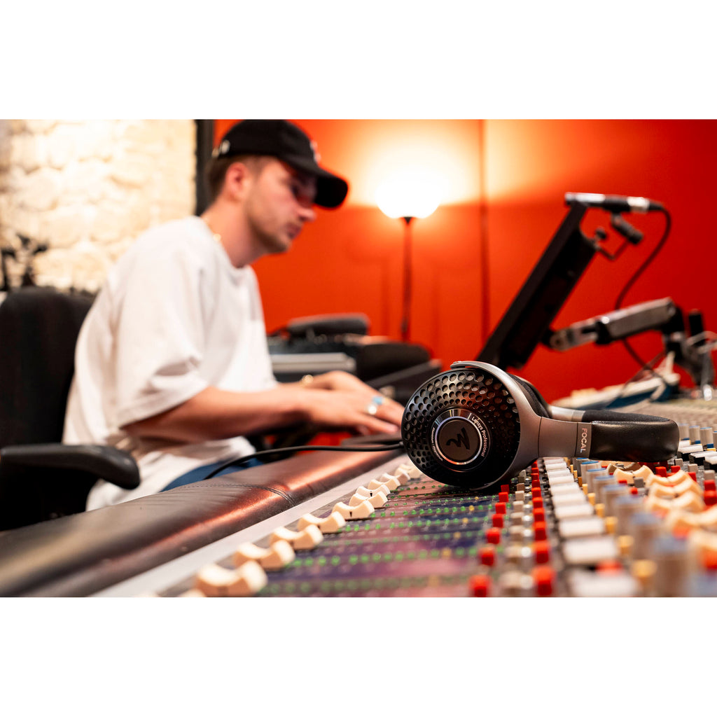 Focal Lensys Professional studio headphones with over-ear design, black color, and padded ear cups for precise audio monitoring.