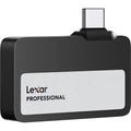 Lexar Go Portable External SSD drive with sleek black design, compact storage device for quick data transfer and backup.