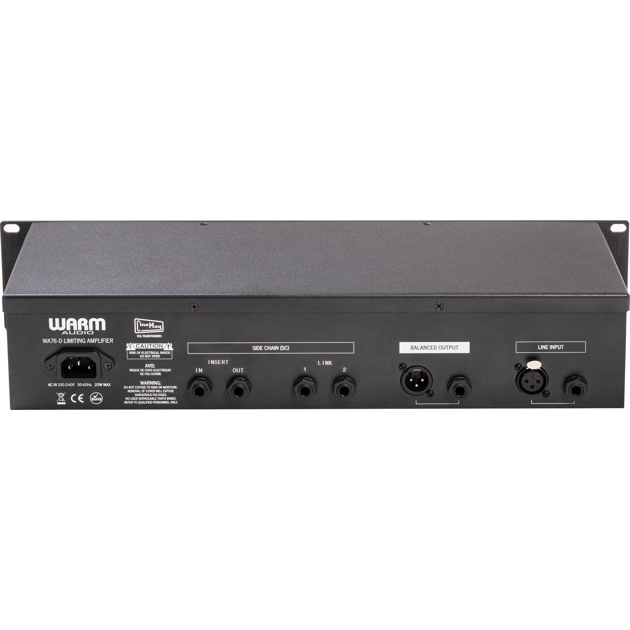 Warm Audio WA76-D signal processor with vintage-style compressor and controls, shown in a professional audio equipment setup.