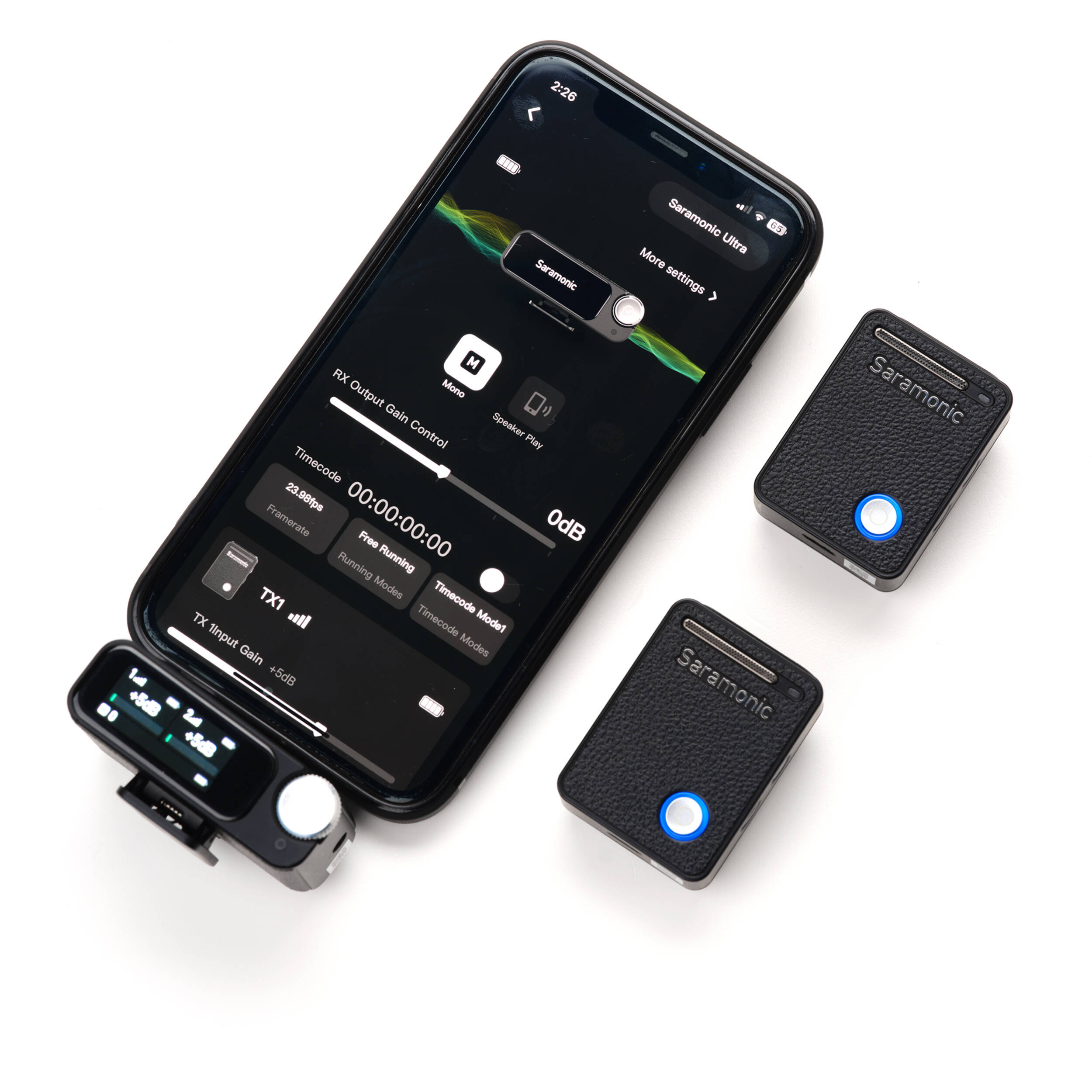 Saramonic Ultra Creator Wireless Microphone System with transmitter and receiver, ideal for professional audio recording.