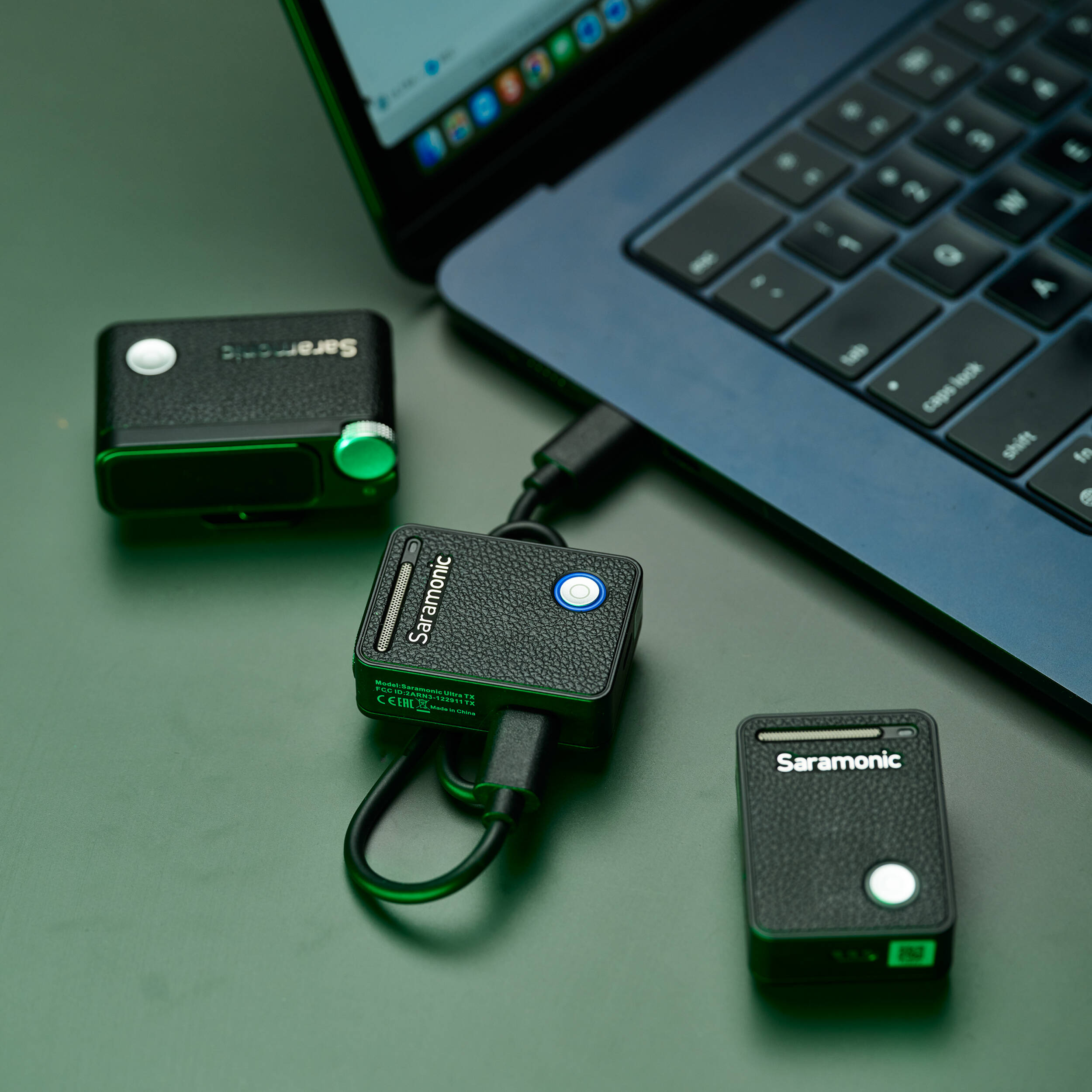 Saramonic Ultra Creator Wireless Microphone System with Lavalier microphones on a professional setup.