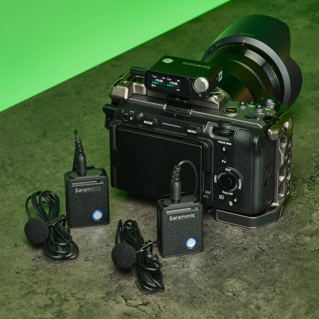 Saramonic Ultra Creator Wireless Microphone System with Lavalier Mics, compact setup for professional audio recording.