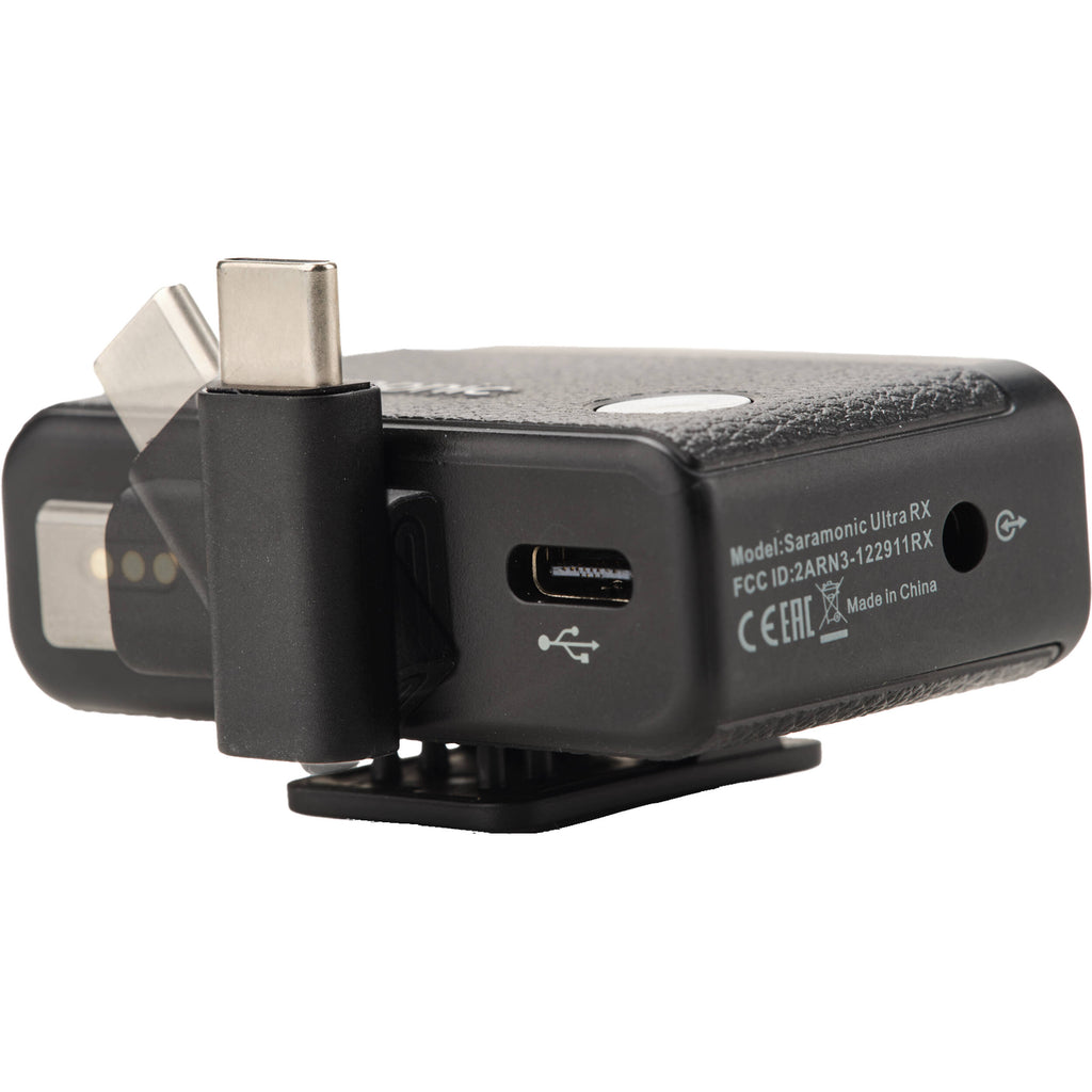 Saramonic Ultra creator wireless microphone system with Lavalier microphones, compact setup for high-quality audio recording.