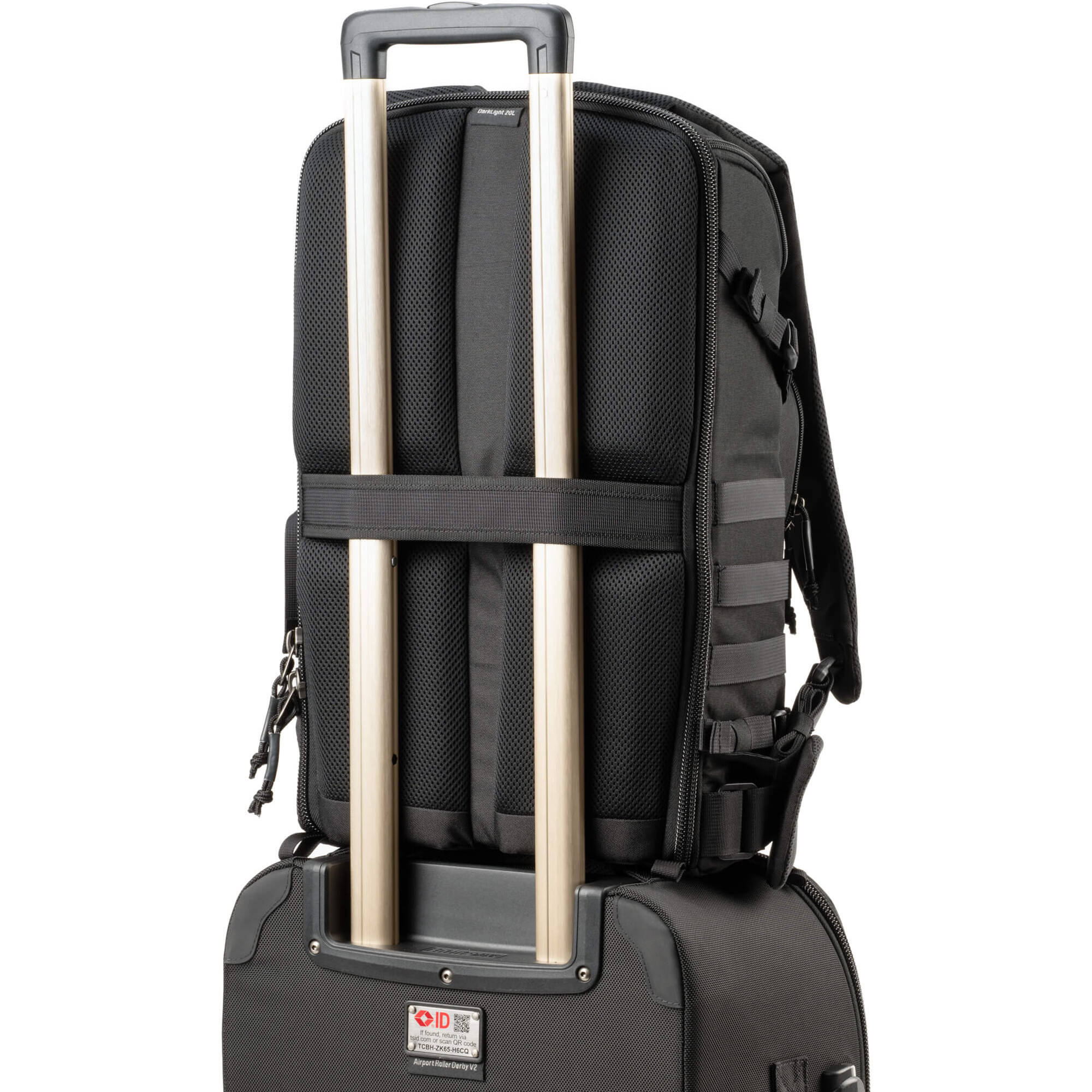 Think Tank DarkLight video equipment bag with padded compartments and sturdy handle for carrying DSLR and accessories.