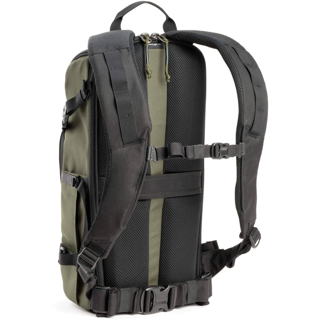 Think Tank DarkLight video equipment bag with padded compartments and sturdy handle, designed for professional gear storage.