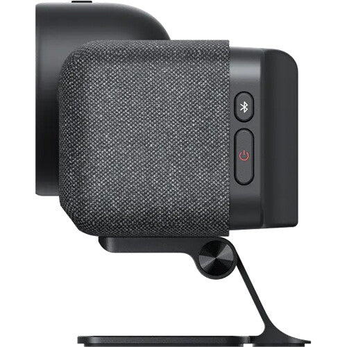 Insta360 Connect video conferencing camera with sleek design, mounted on a desk setup for virtual meetings and remote collaboration.