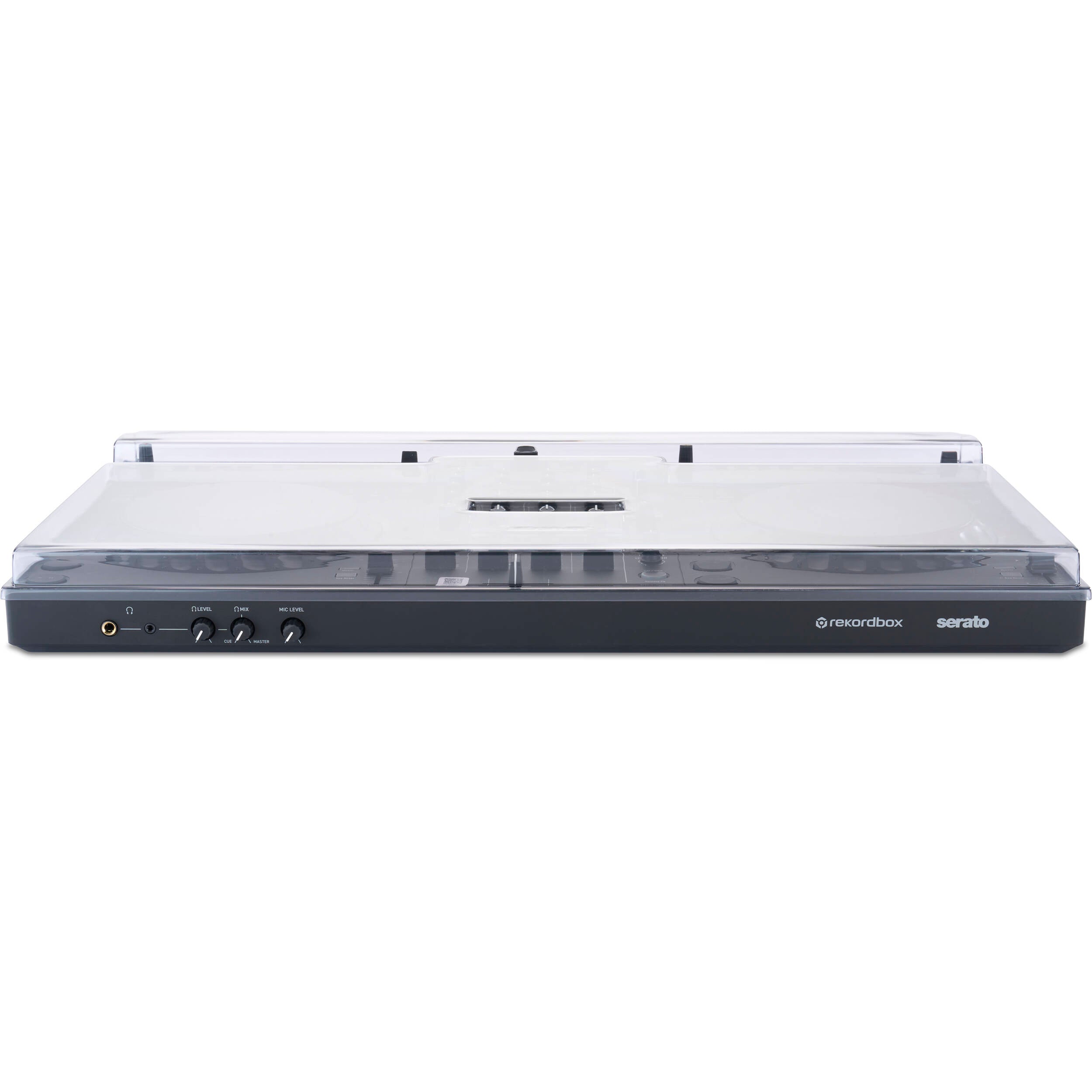 Decksaver AlphaTheta DDJ-GRV6 DJ cover, custom-fit plastic protective case for Pioneer DJ controller, showing the sleek black design.
