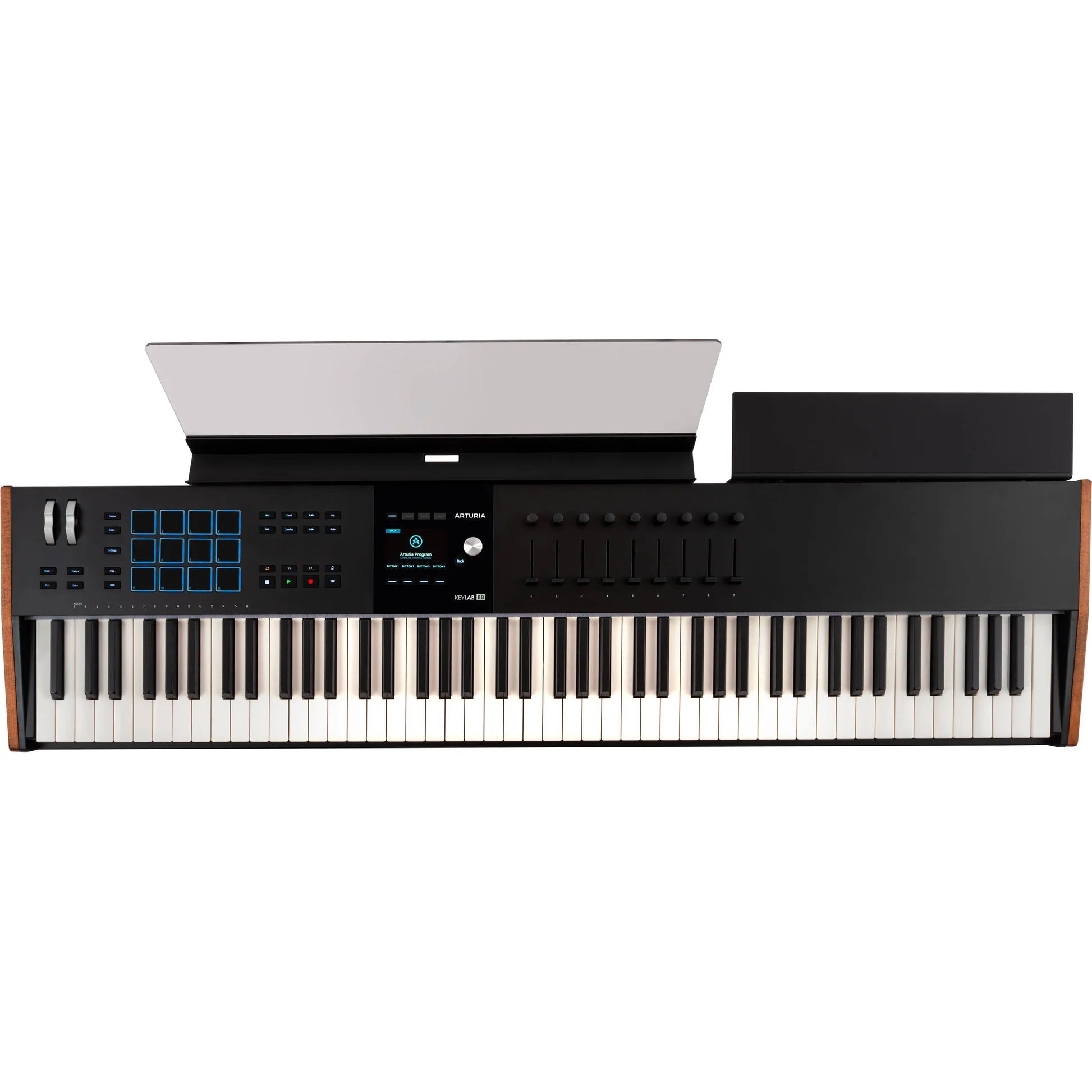 Arturia KeyLab 88 MK3 MIDI keyboard with 88 keys, control knobs, and interface, designed for music production and performance.