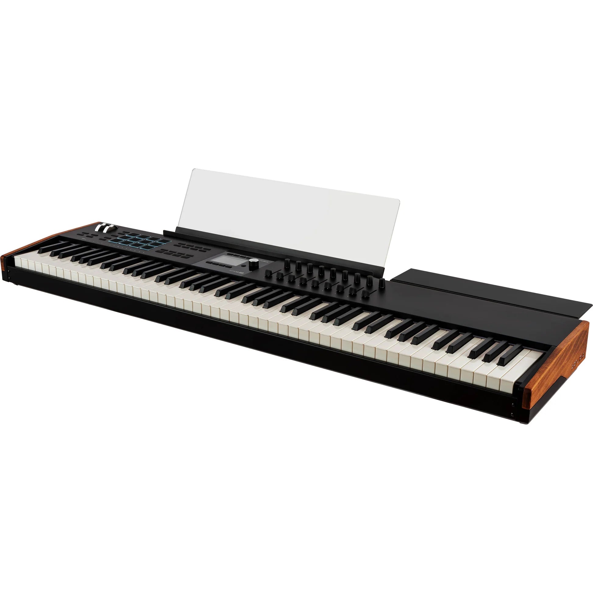 Arturia KeyLab 88 MK3 MIDI keyboard with 88 keys, control knobs, and pads, designed for music production and performance.