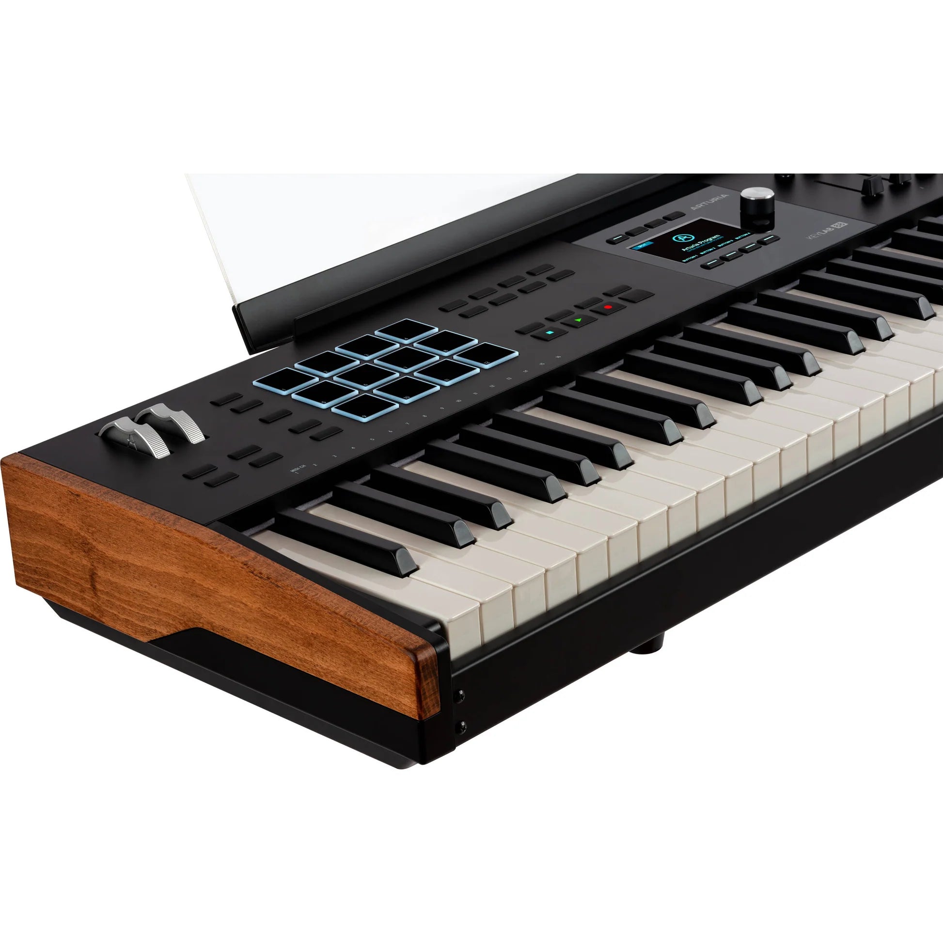 Arturia KeyLab 88 MK3 MIDI keyboard with full-size keys and control knobs, designed for music production and performance.