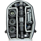 Think Tank Walker Pro Series backpack for video equipment, showing multiple compartments and padded straps for professional use.