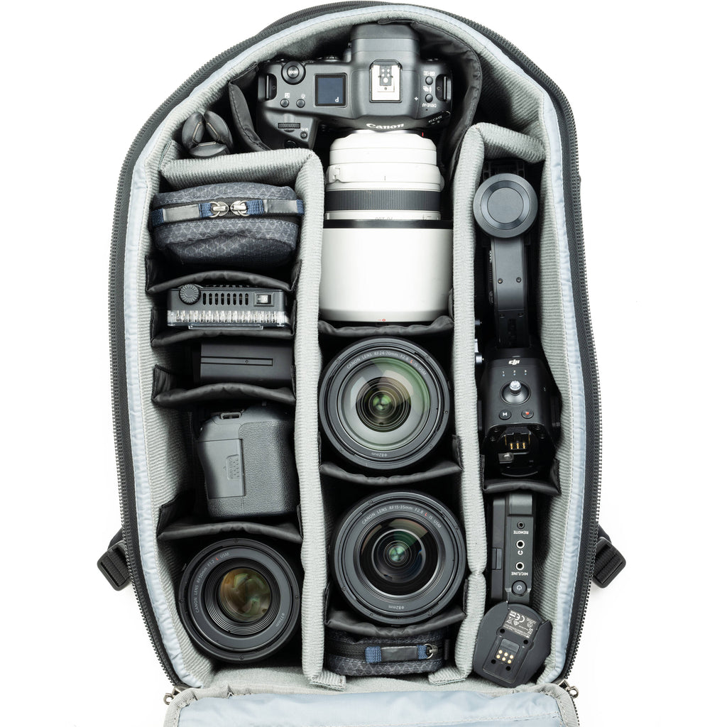 Think Tank Walker Pro Series backpack for video equipment, black professional camera gear bag with multiple compartments