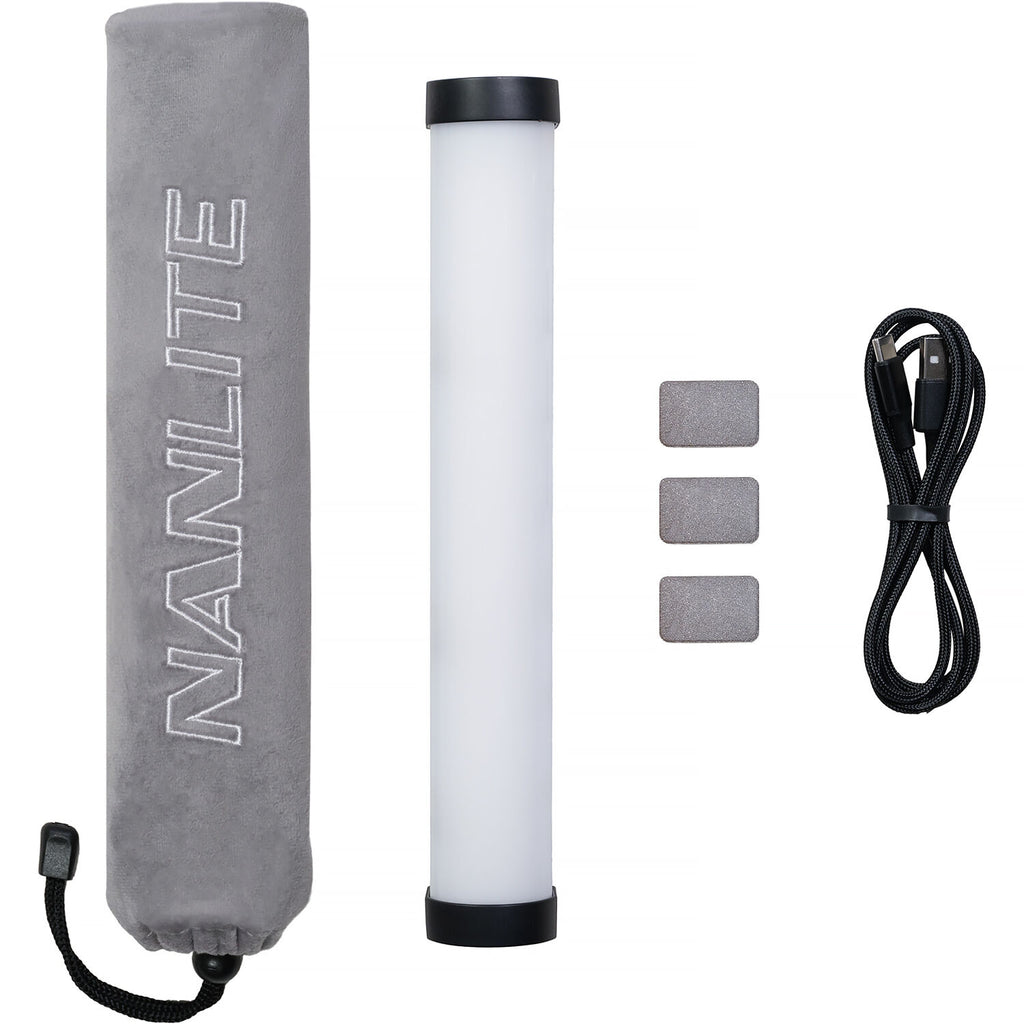 Nanlite PavoTube II 6XR LED RGBWW pixel tube light showing multiple colorful illuminated light sticks.