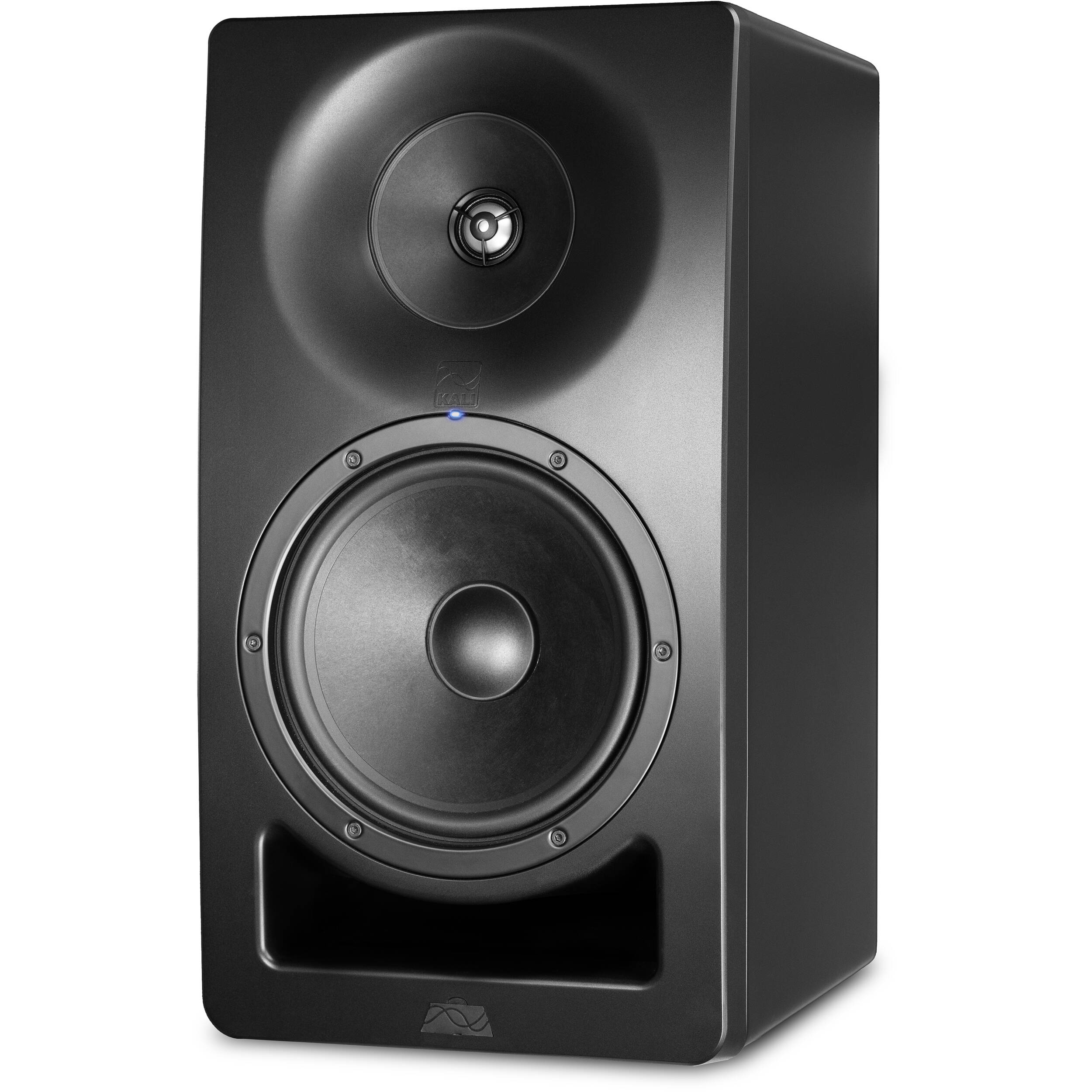 Kali Audio SM-8 active nearfield monitor speaker with black finish, showing front view with speaker grille and control panel.