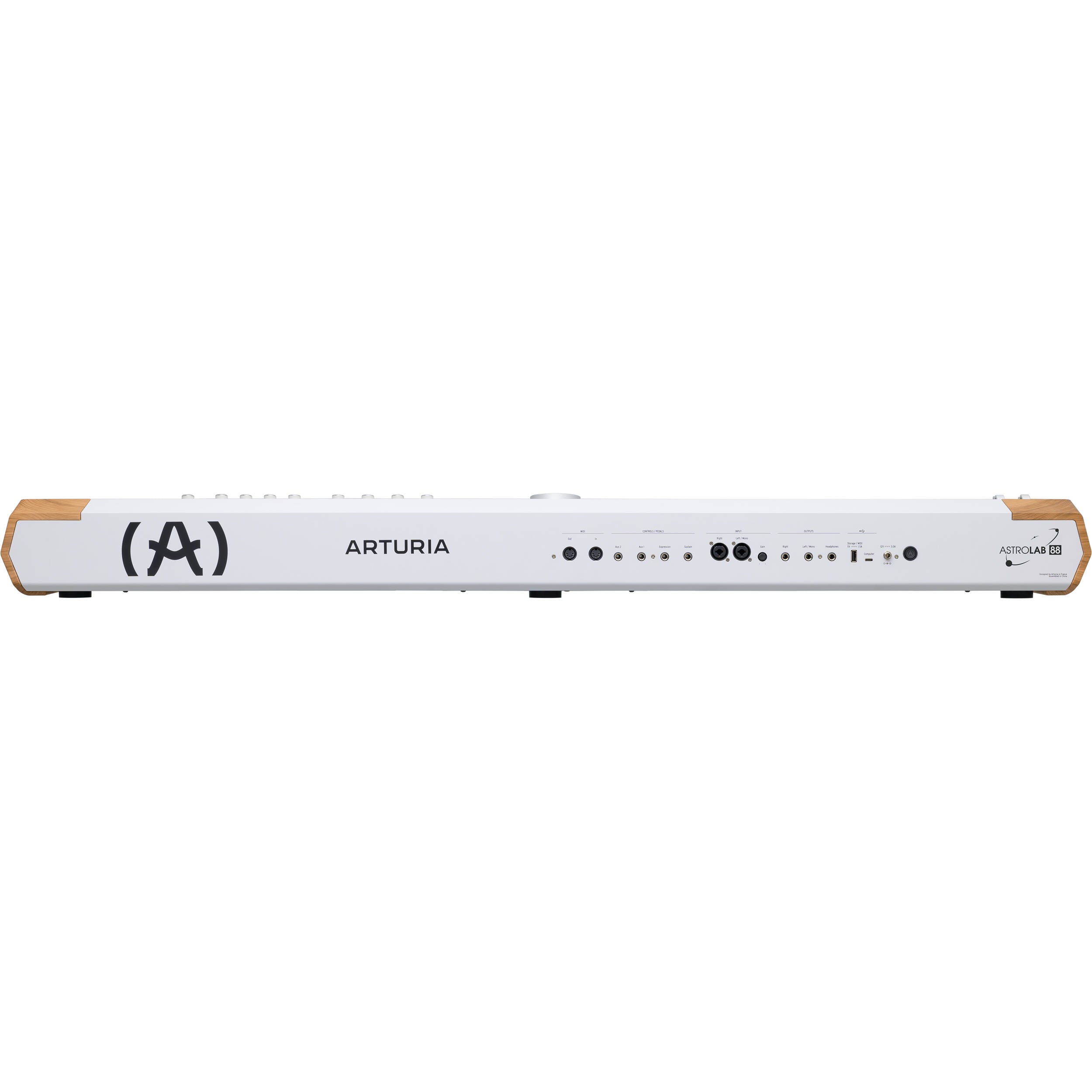 Arturia AstroLab 88 performance keyboard with black keys and control knobs, designed for musical creativity and live performances.