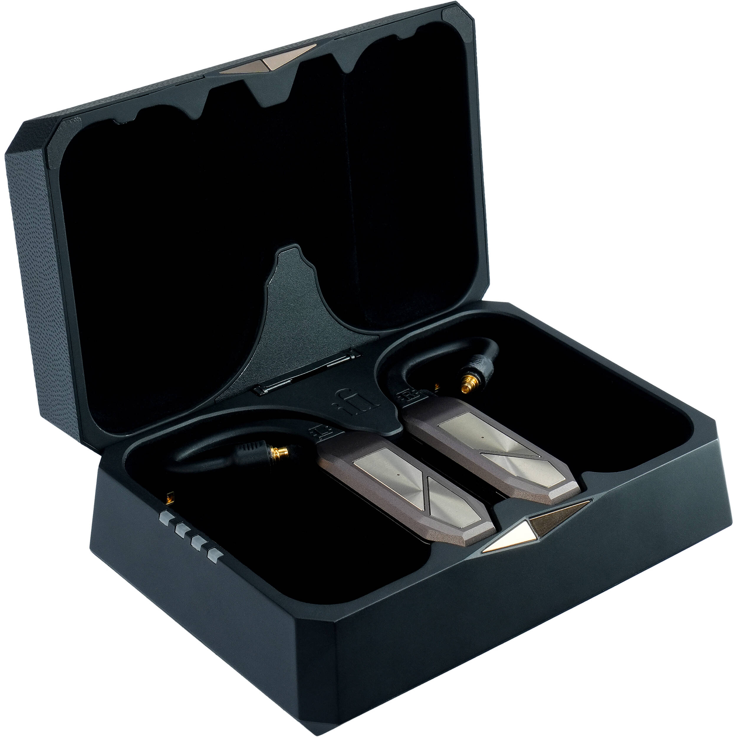 iFi Audio Go Pod Max headphone amplifier and DAC with portable design and sleek black finish on a white background