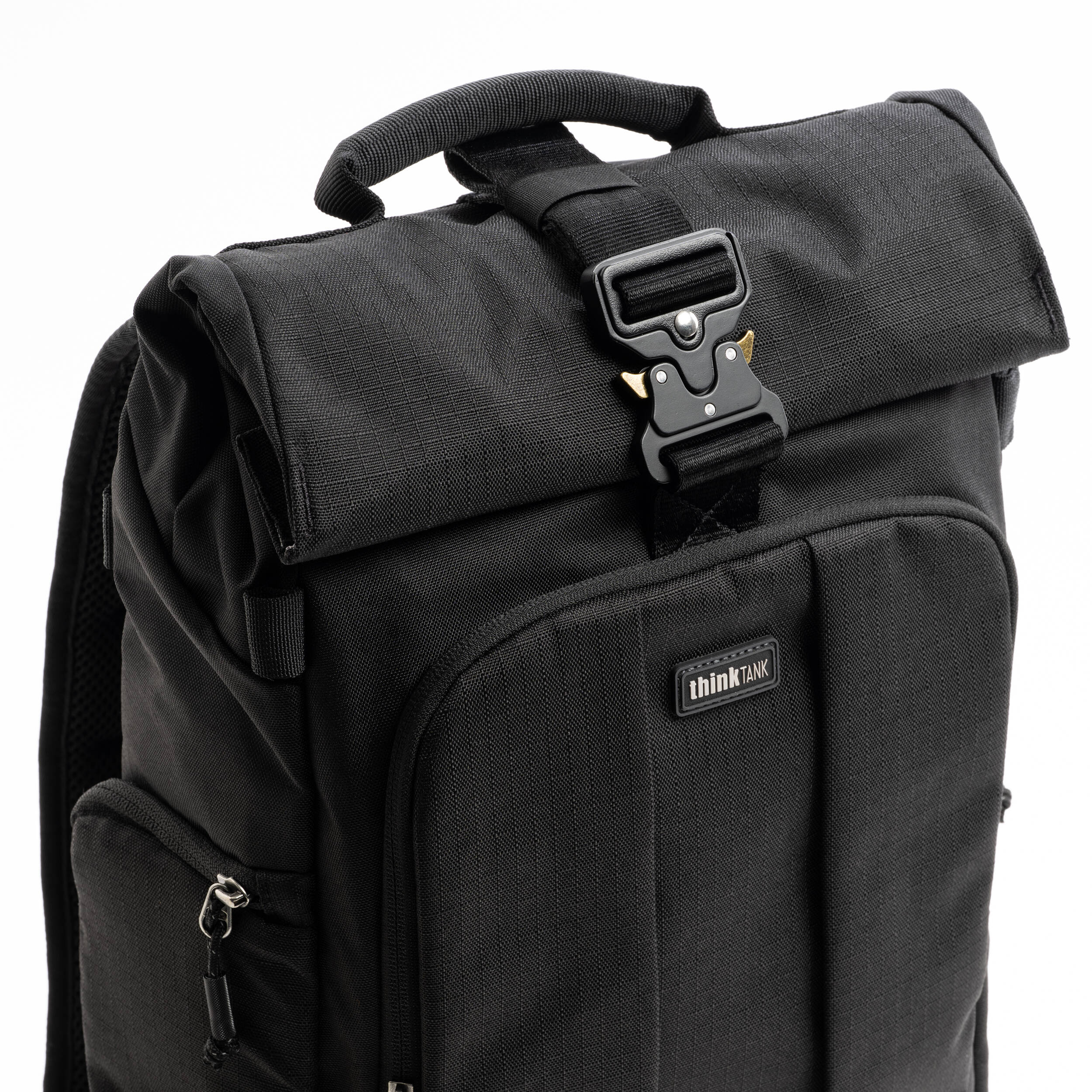 Think Tank FocusPoint RollTop video equipment bag with padded interior and adjustable straps for secure gear transport
