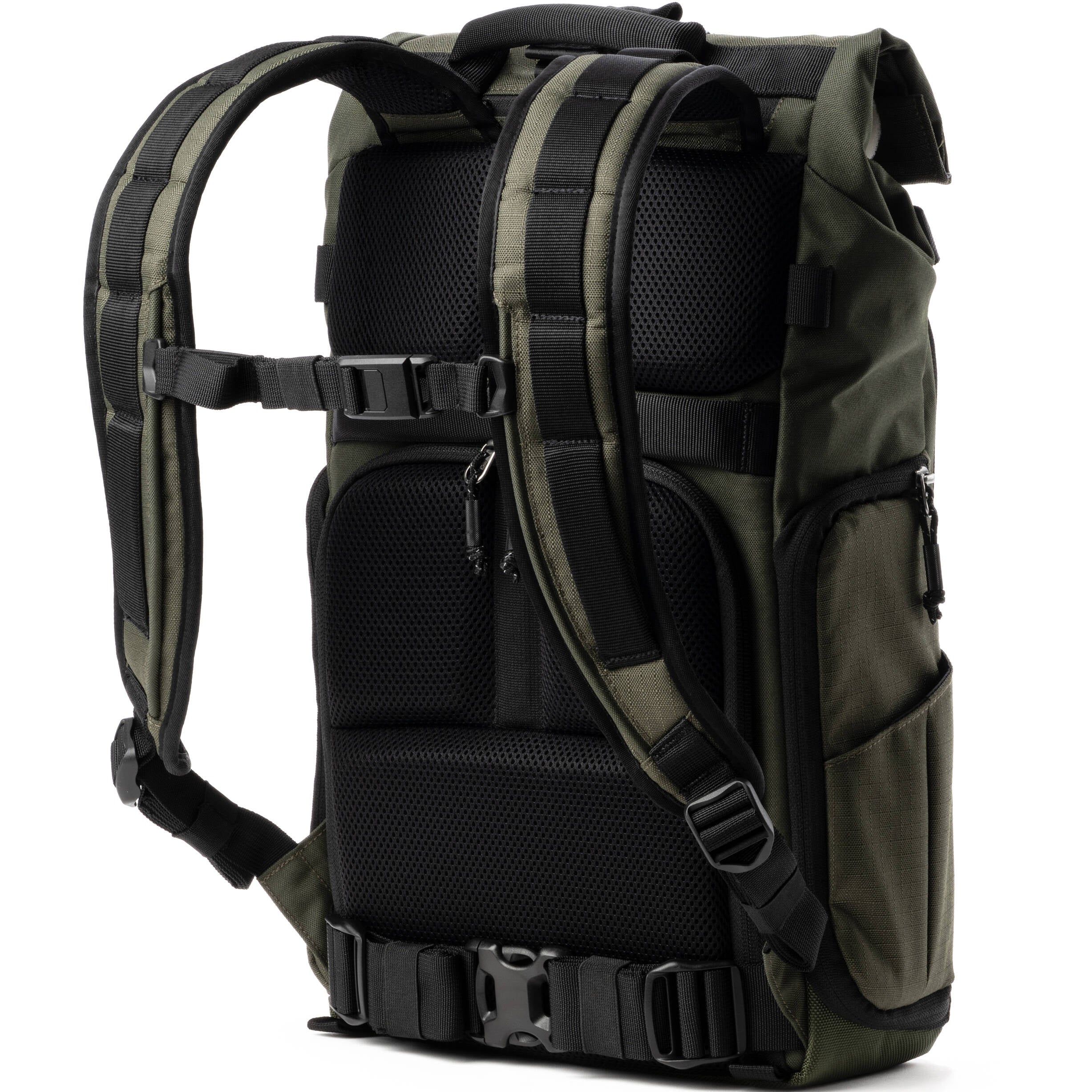 Think Tank FocusPoint RollTop video equipment bag with padded compartments and roll-top closure for secure storage.