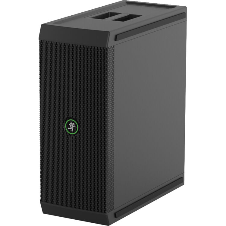 Mackie ThumpSub GO portable subwoofer with compact design and integrated handles, designed for enhanced bass in live sound setups.