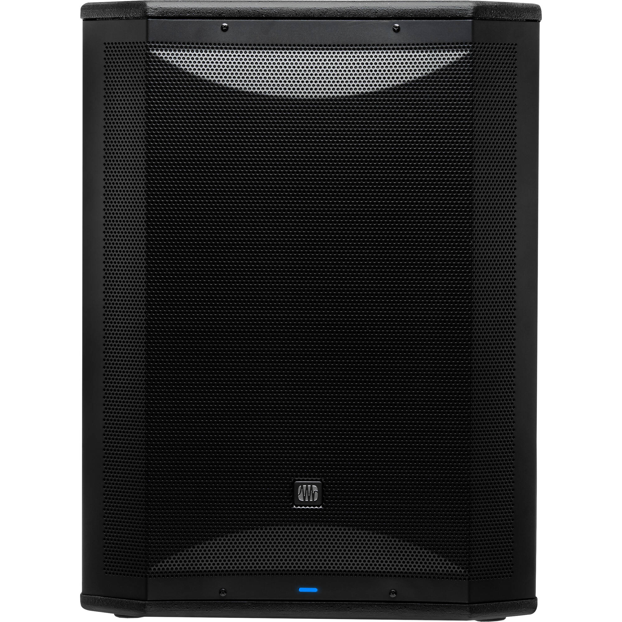 Presonus Air XD Sub 18 active subwoofer with large speaker driver and control panel, designed for powerful bass in audio systems.