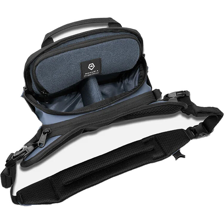 Wandrd Rogue Sling video equipment bag with adjustable strap and multiple compartments for camera gear storage.