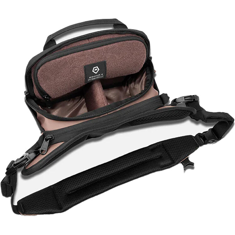 Wandrd Rogue Sling video equipment bag with adjustable strap and multiple compartments for camera gear and accessories.