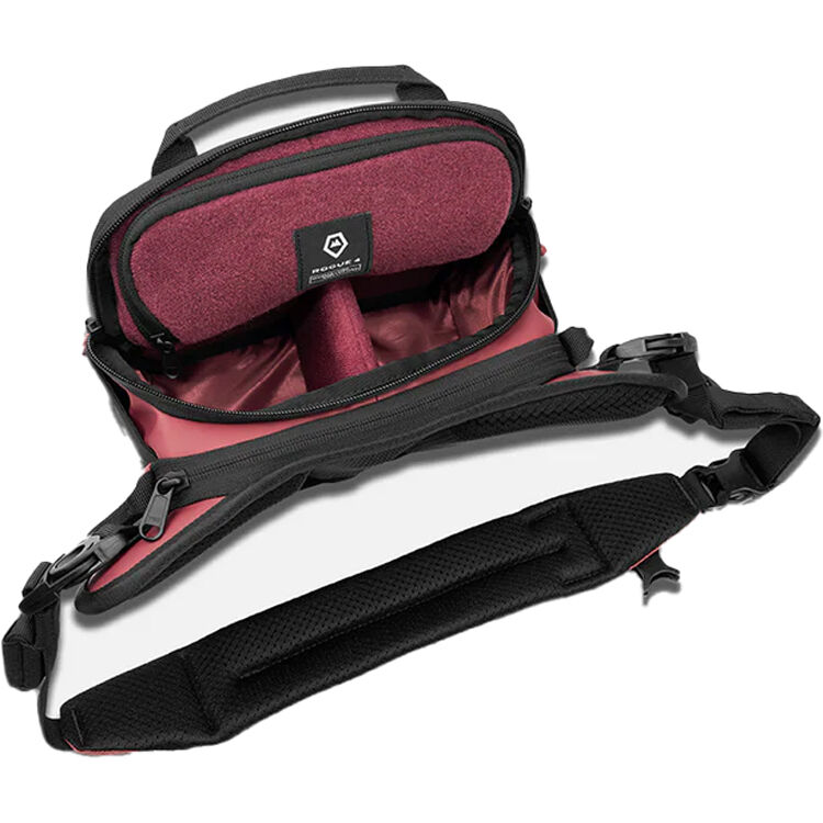 Wandrd Rogue Sling video equipment bag with adjustable strap, multiple compartments, and durable black fabric for camera gear storage.