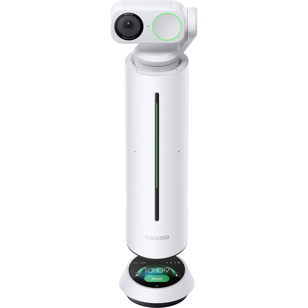 Insta360 Wave video conferencing camera with wide-angle lens, compact design, and professional video recording features.