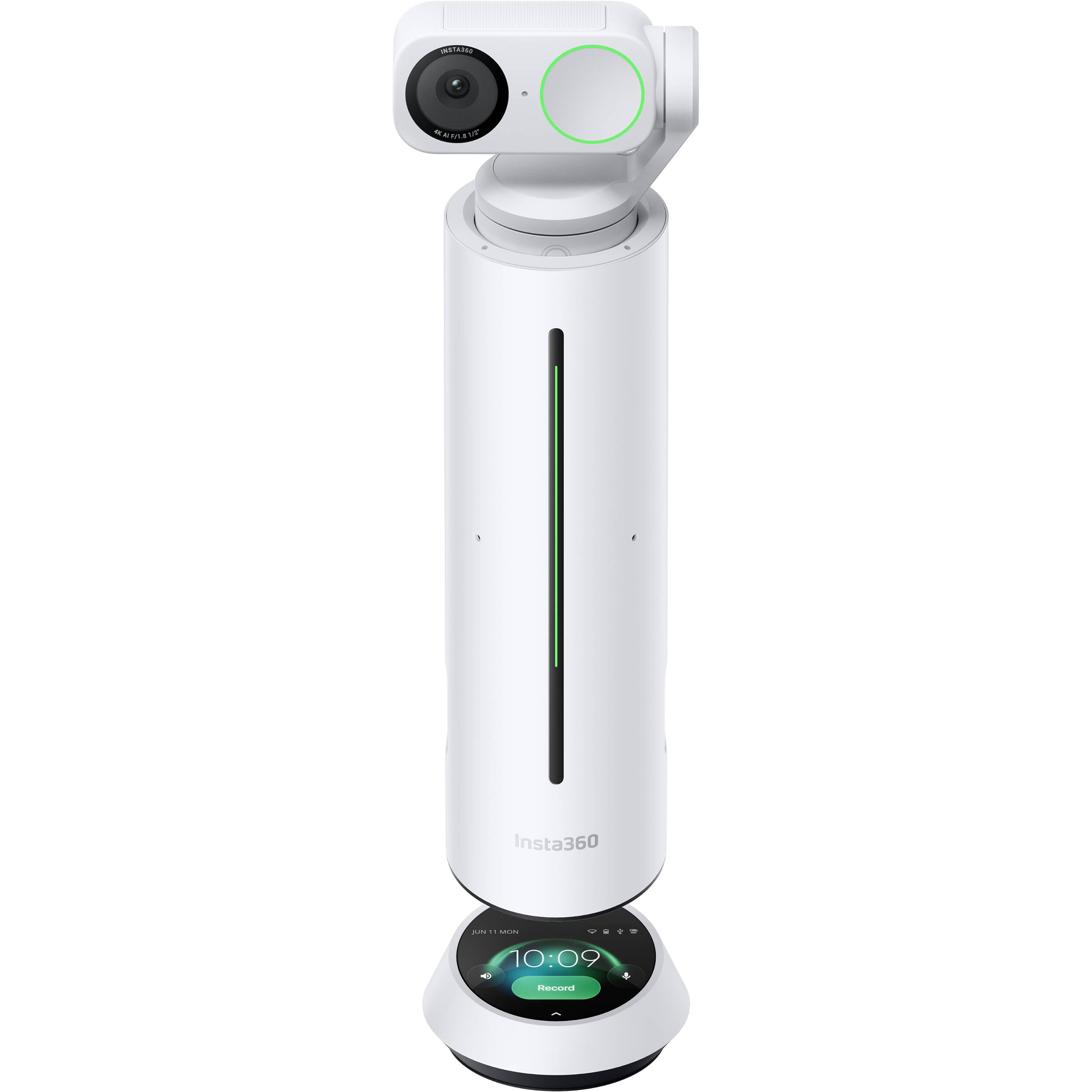 Insta360 Wave video conferencing camera with wide-angle lens, compact design, and professional video recording features.