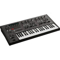 UDO Audio DMNO keyboard synthesizer with black finish, featuring knobs and keys, designed for music production and live performance.