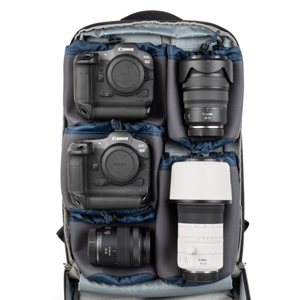 Think Tank Shape Shifter video equipment bag with adjustable compartments and durable black exterior for camera gear storage