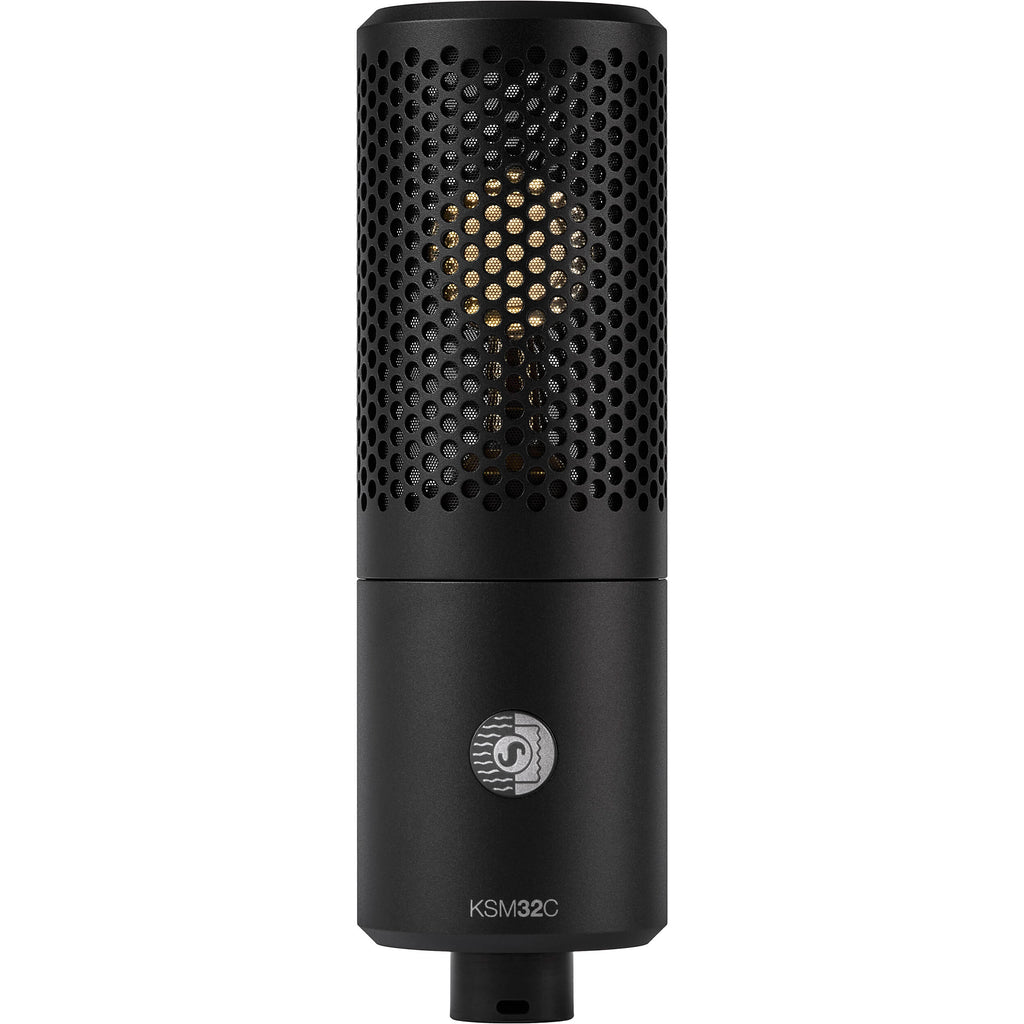 Shure KSM32C/HM condenser microphone stage kit with microphone and accessories for professional audio recording and live sound.