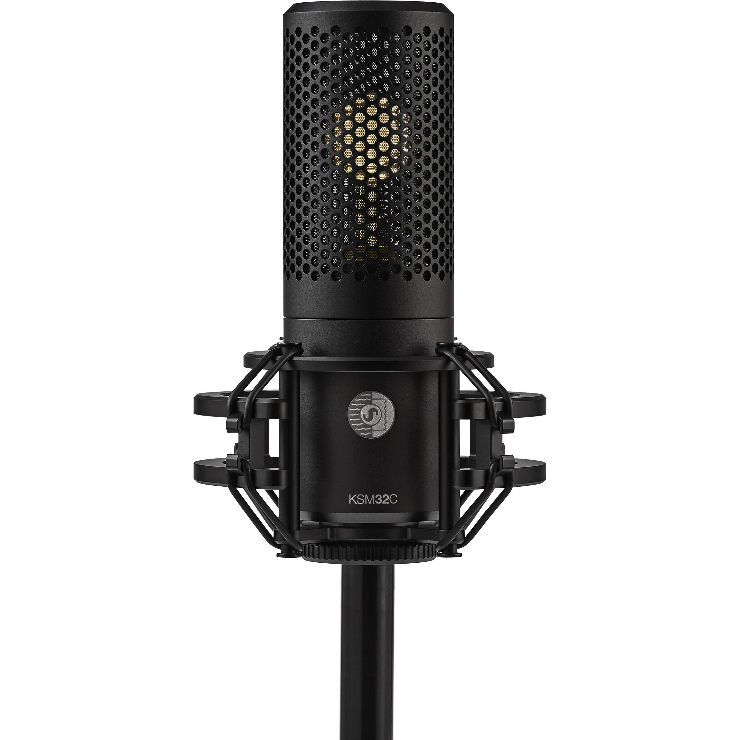 Shure KSM32C/SM studio condenser microphone set with shock mount and accessories for professional recording.