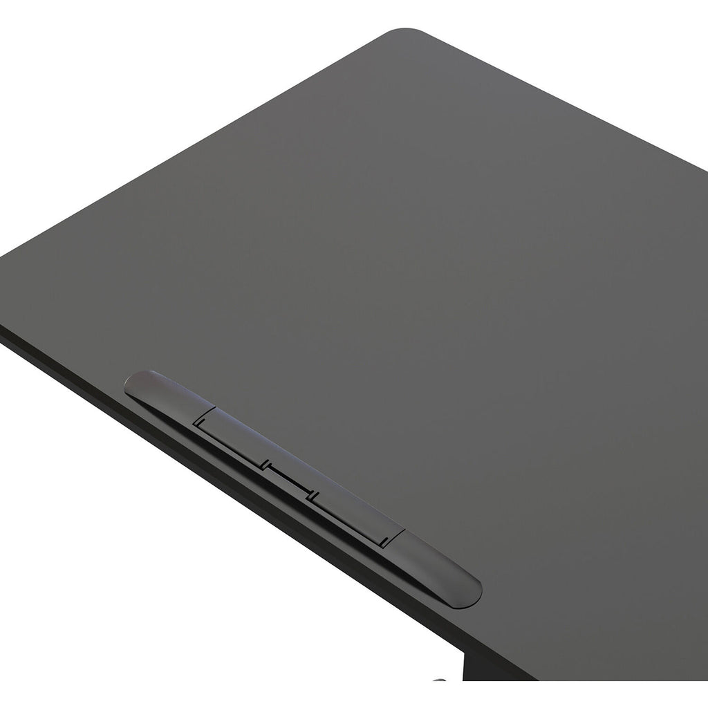 K&M 12186 laptop desk stand with adjustable height and ergonomic design, suitable for comfortable workspace setup.