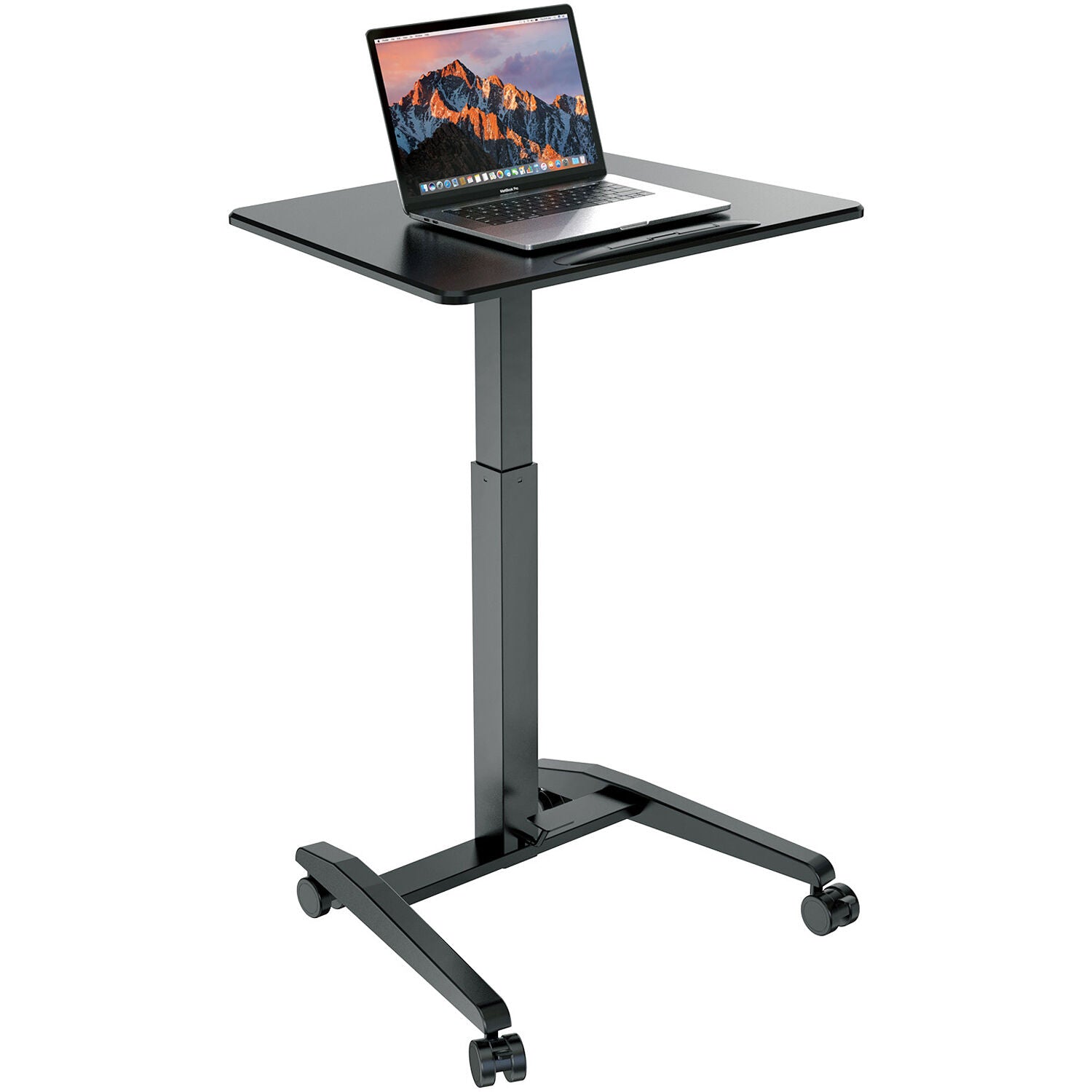 K&M 12186 laptop desk stand with adjustable height and ergonomic design, perfect for comfortable workspace setup.