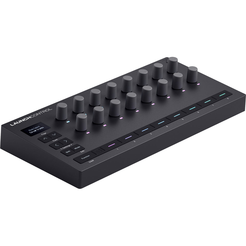 Novation Launch Control 3 MIDI controller with knobs, pads, and faders for music production and live performance.