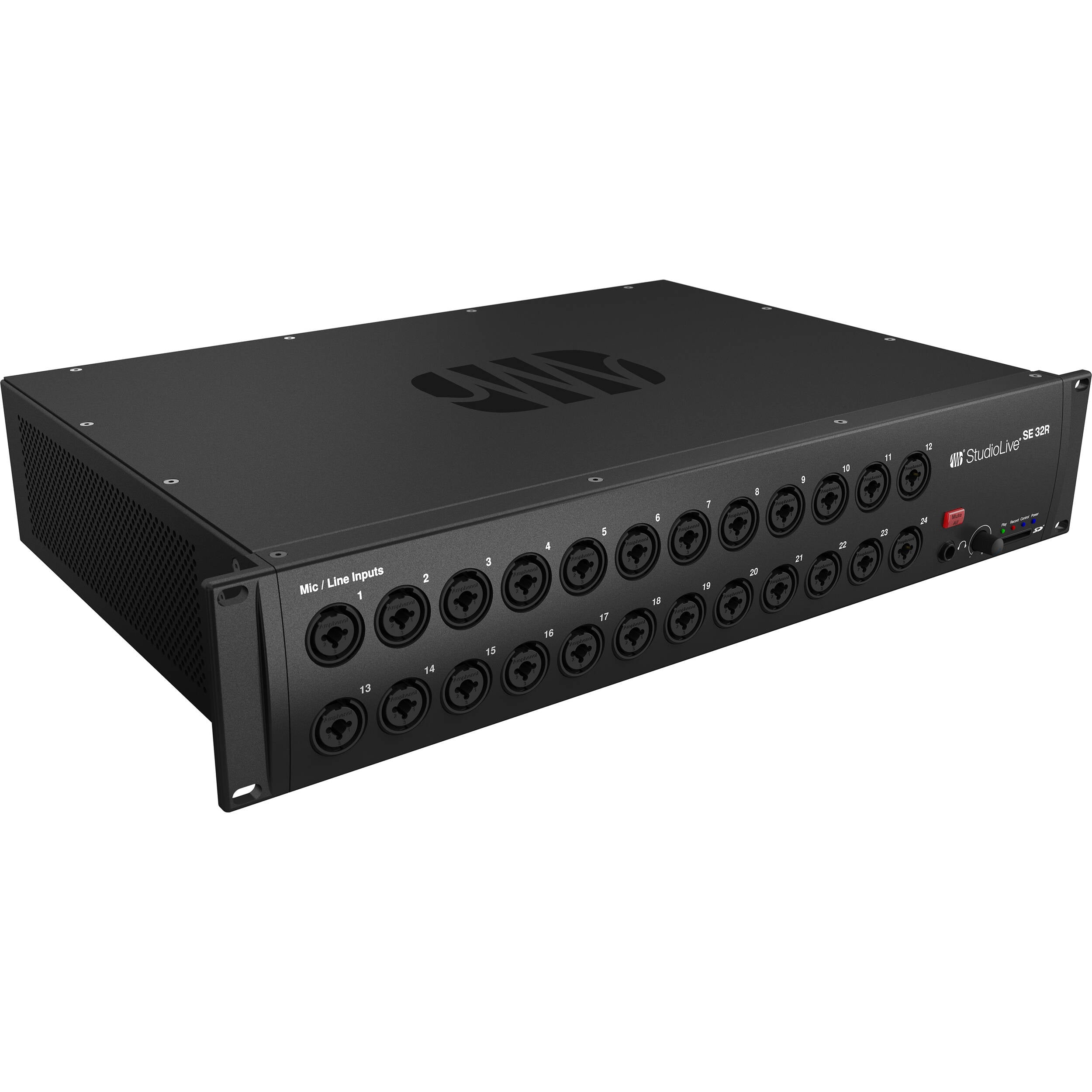 PreSonus StudioLive Series III SE 32R digital mixer with multiple input channels and control knobs on a professional audio setup.