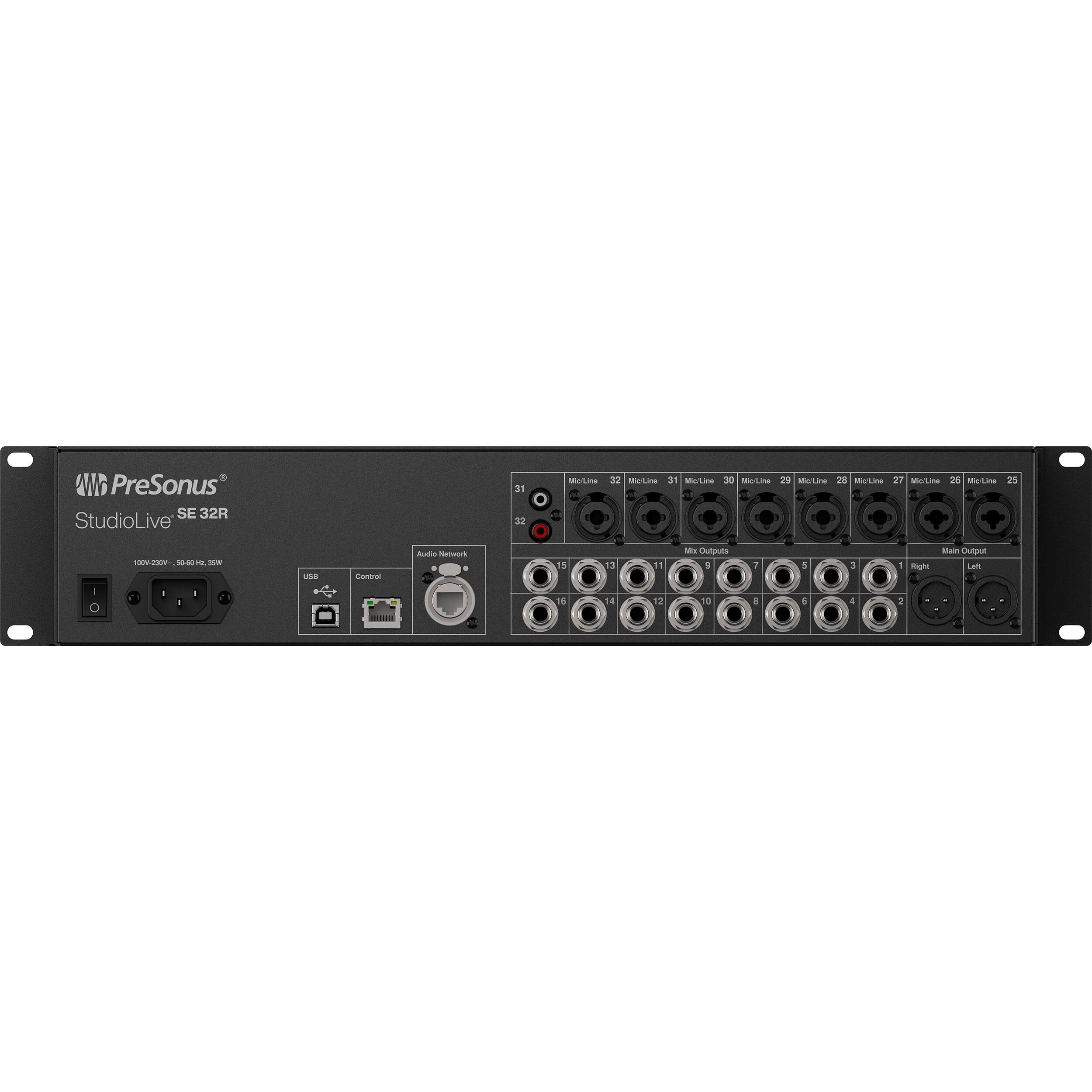 PreSonus StudioLive Series III SE 32R digital mixer with multiple input channels and control knobs on a professional audio setup.