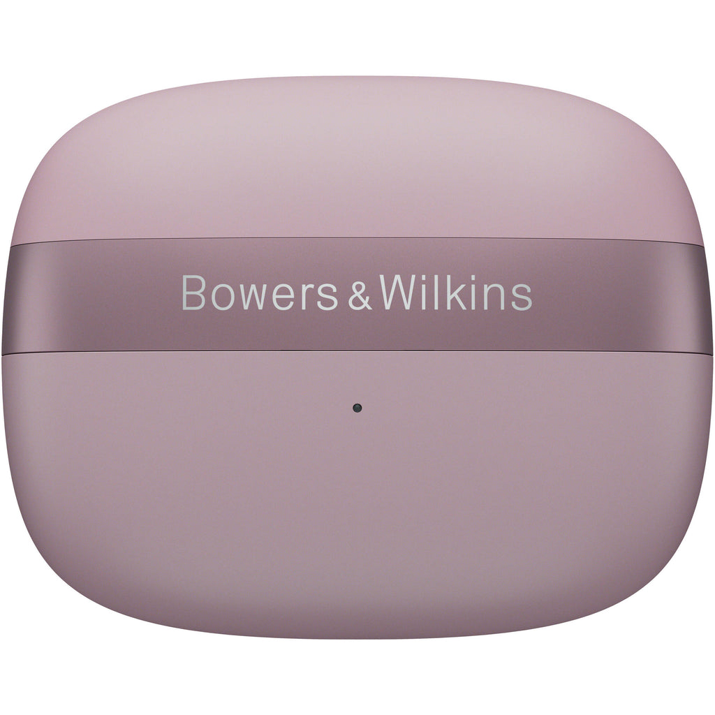 Bowers & Wilkins Pi8 wireless in-ear headphones with sleek black earbuds and charging case on a white background.