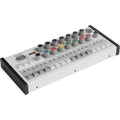 Erica Synths Bullfrog drum machine with colorful knobs and pads, designed for electronic music production and live performance.