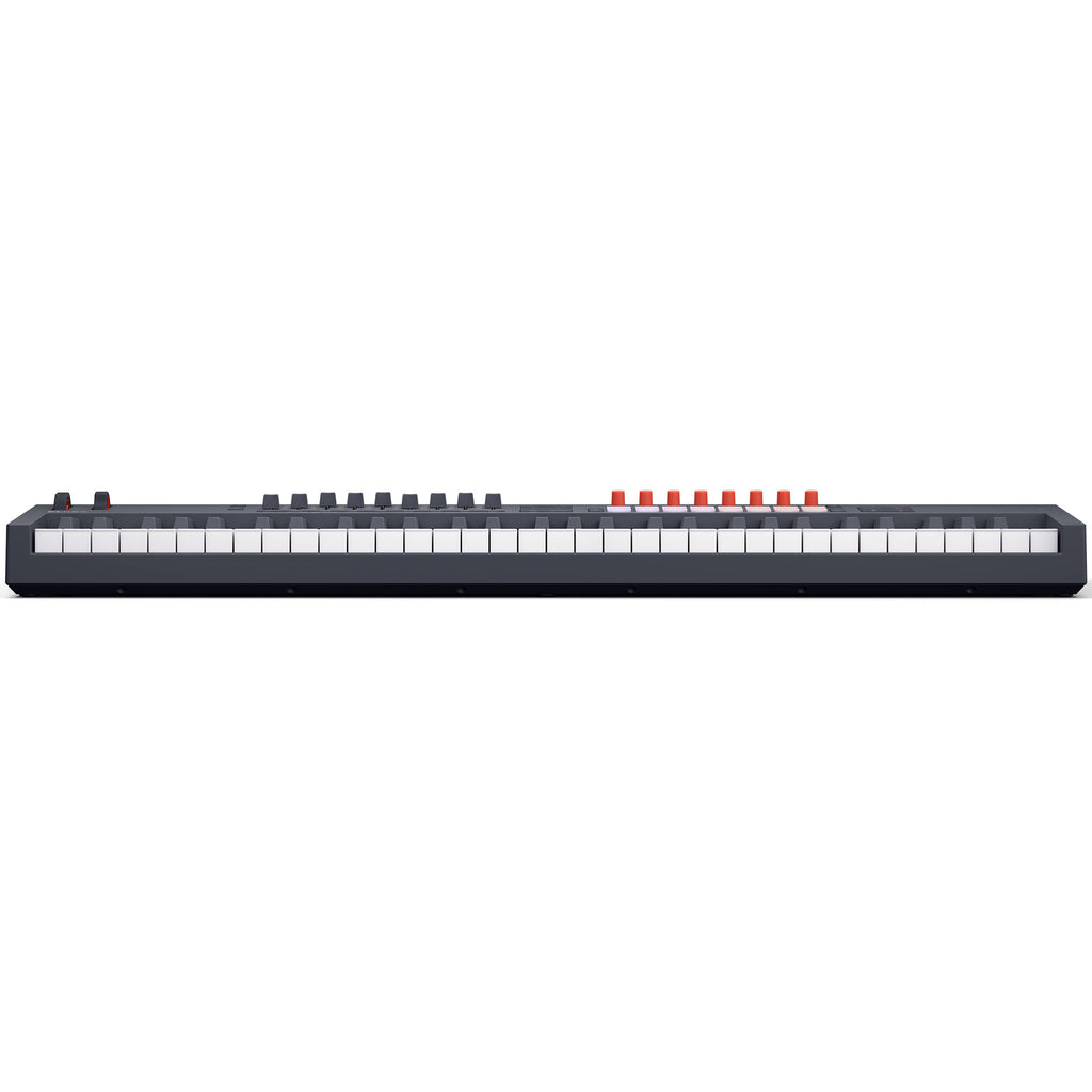 Novation FLkey 2 61 MIDI keyboard with control knobs and keys, designed for music production and live performance.