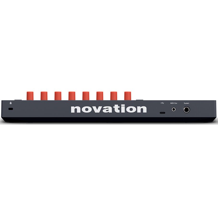 Novation FLkey 2 Mini 25 MIDI keyboard with black keys and compact design, ideal for music production and live performance.