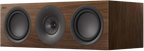 KEF Q6 Meta center speaker showing sleek black design and speaker grille for home theater audio setup.