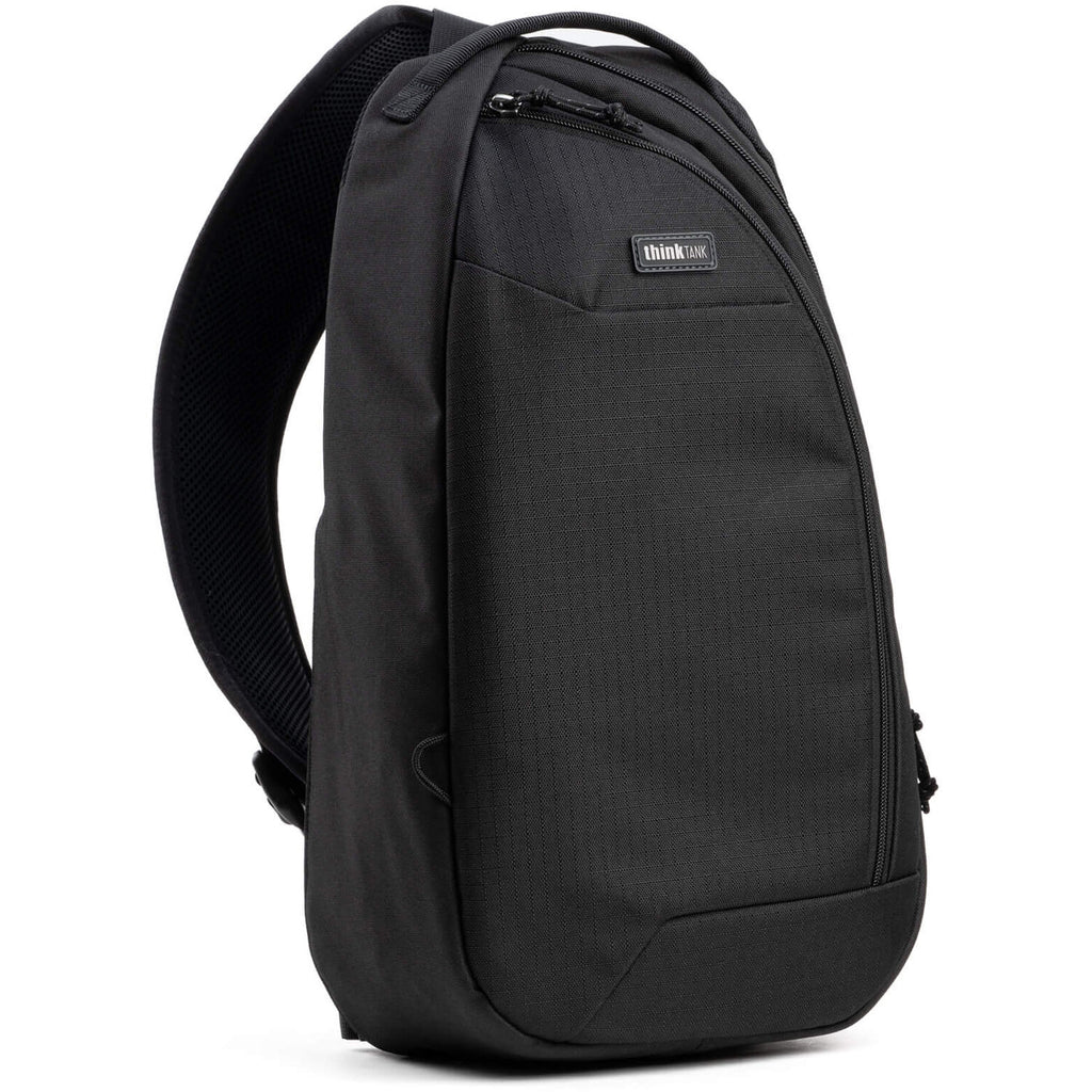 Think Tank TurnStyle video equipment bag with compact design, multiple compartments, and adjustable strap for easy carrying.