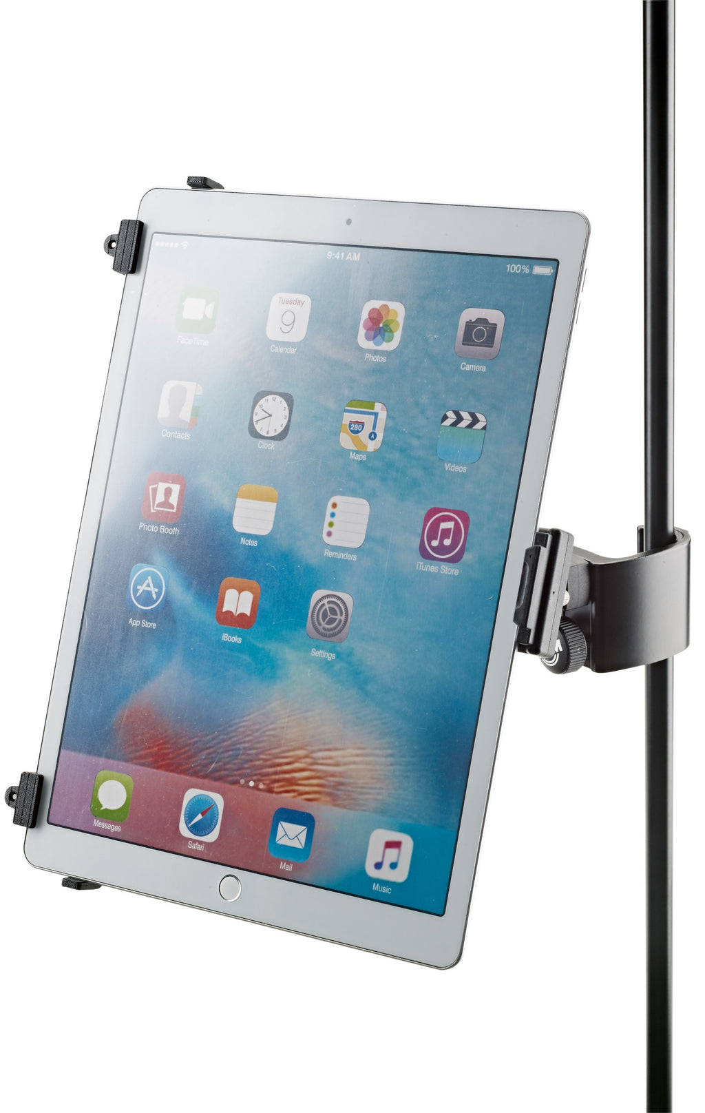 K&M 19791 multimedia microphone stand with adjustable holder and sleek black finish for professional audio setups.